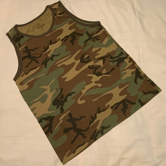 BACKBONE Green Camo Sleeveless T-Shirt Tank Top (Large) - Picture 1 of 7